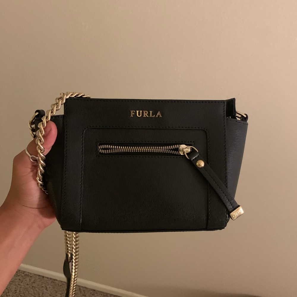 Crossbody black Furla leather bag
